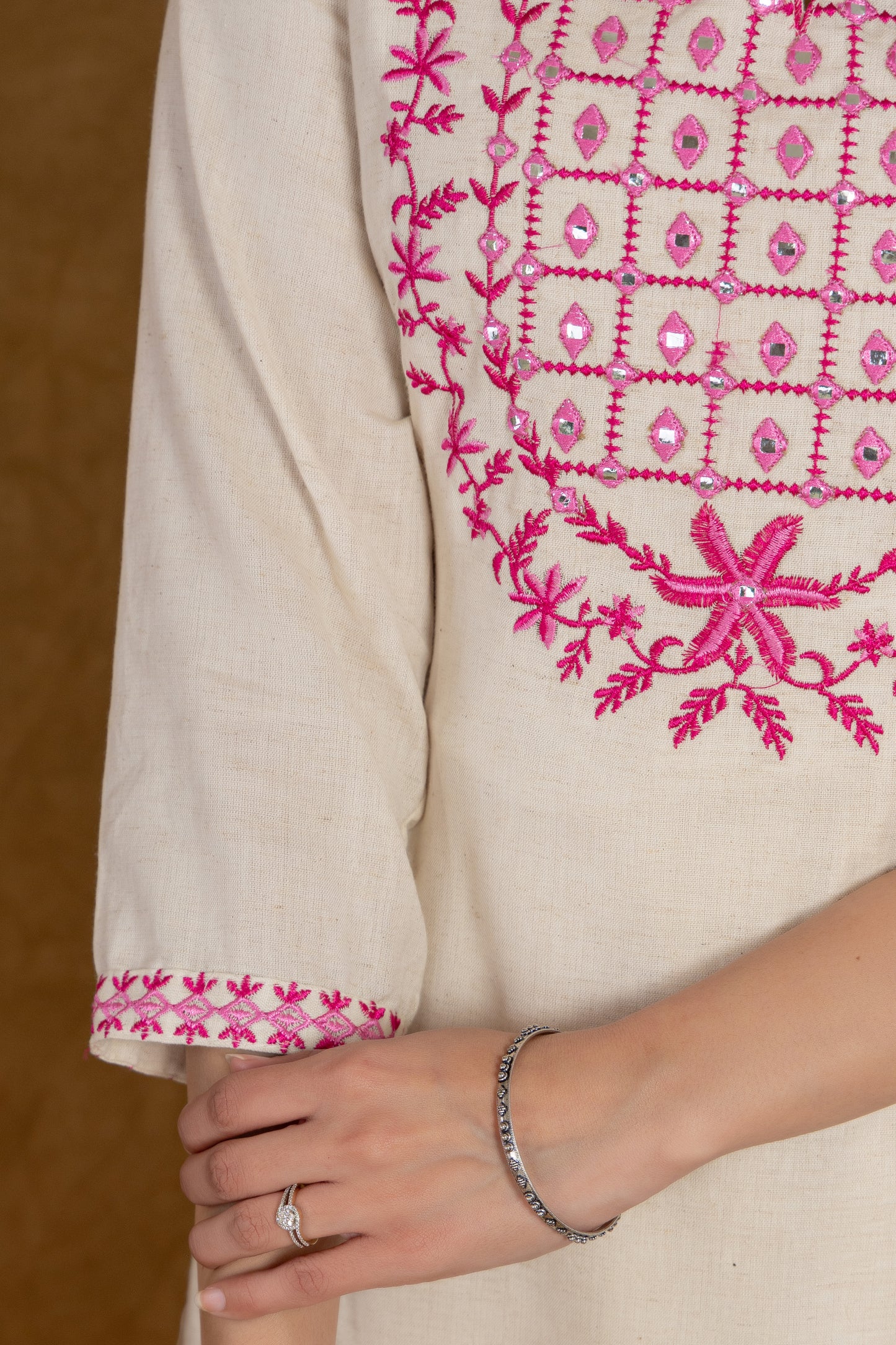 Pink Cotton Flex Straight kurtia with pant and dupatta.