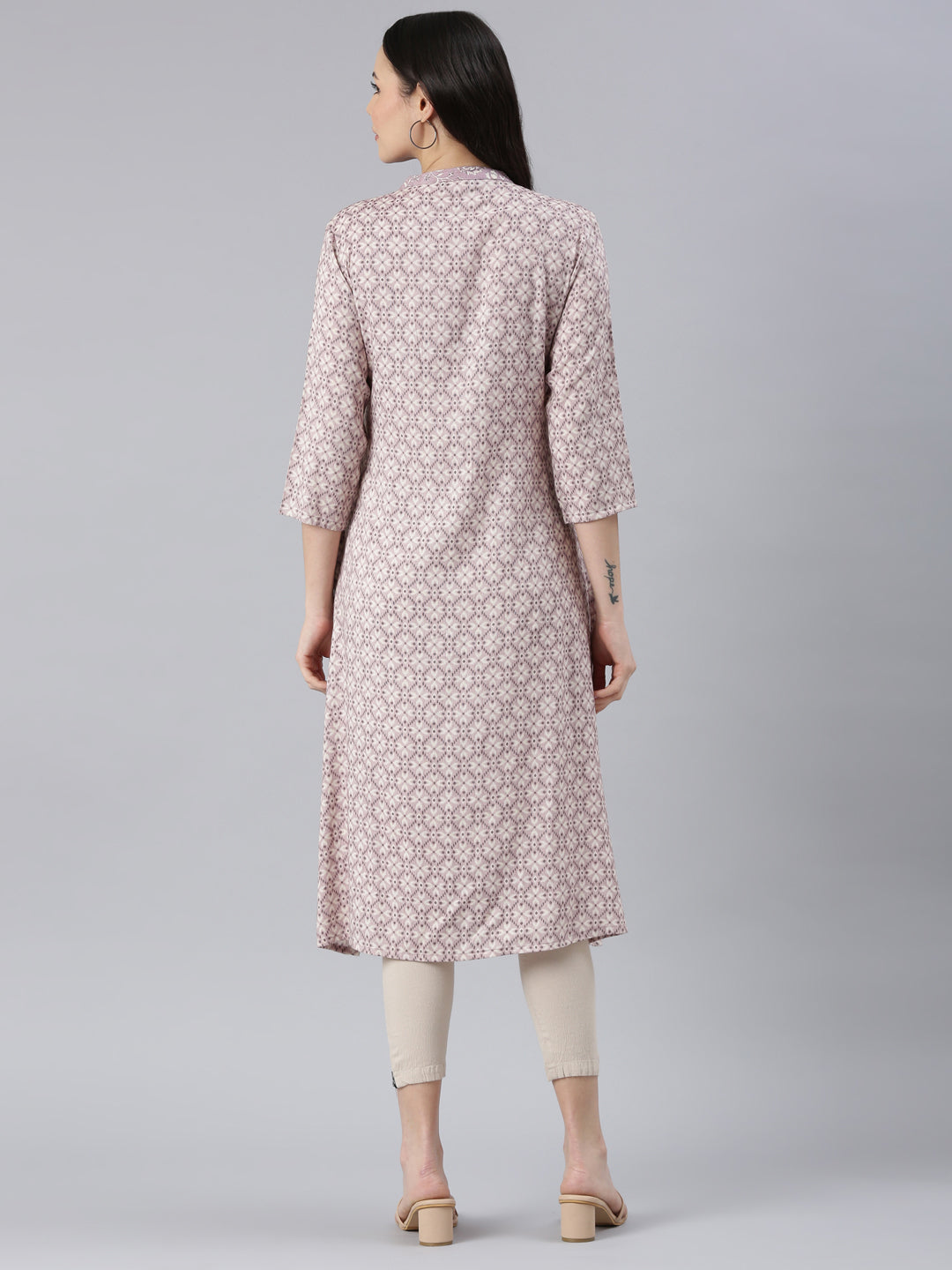 Geometric Mauve Viscose Rayon Kurtas for Women from samhitas