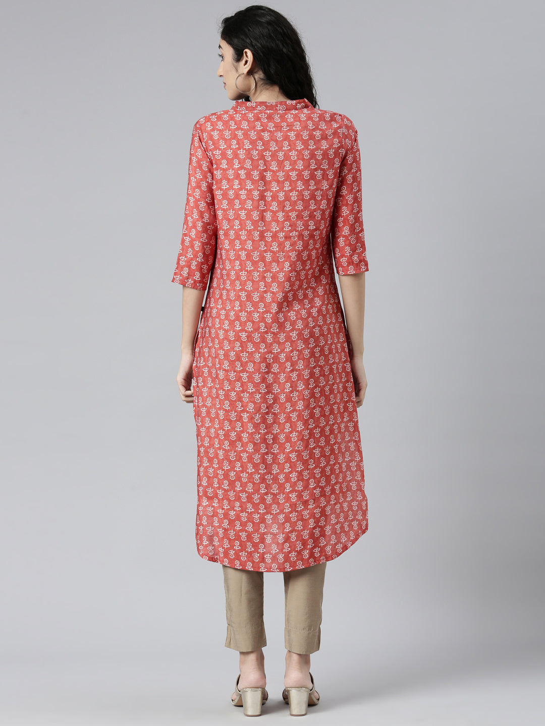 Elegant Red High-Low Kurta with Princess Line Cut