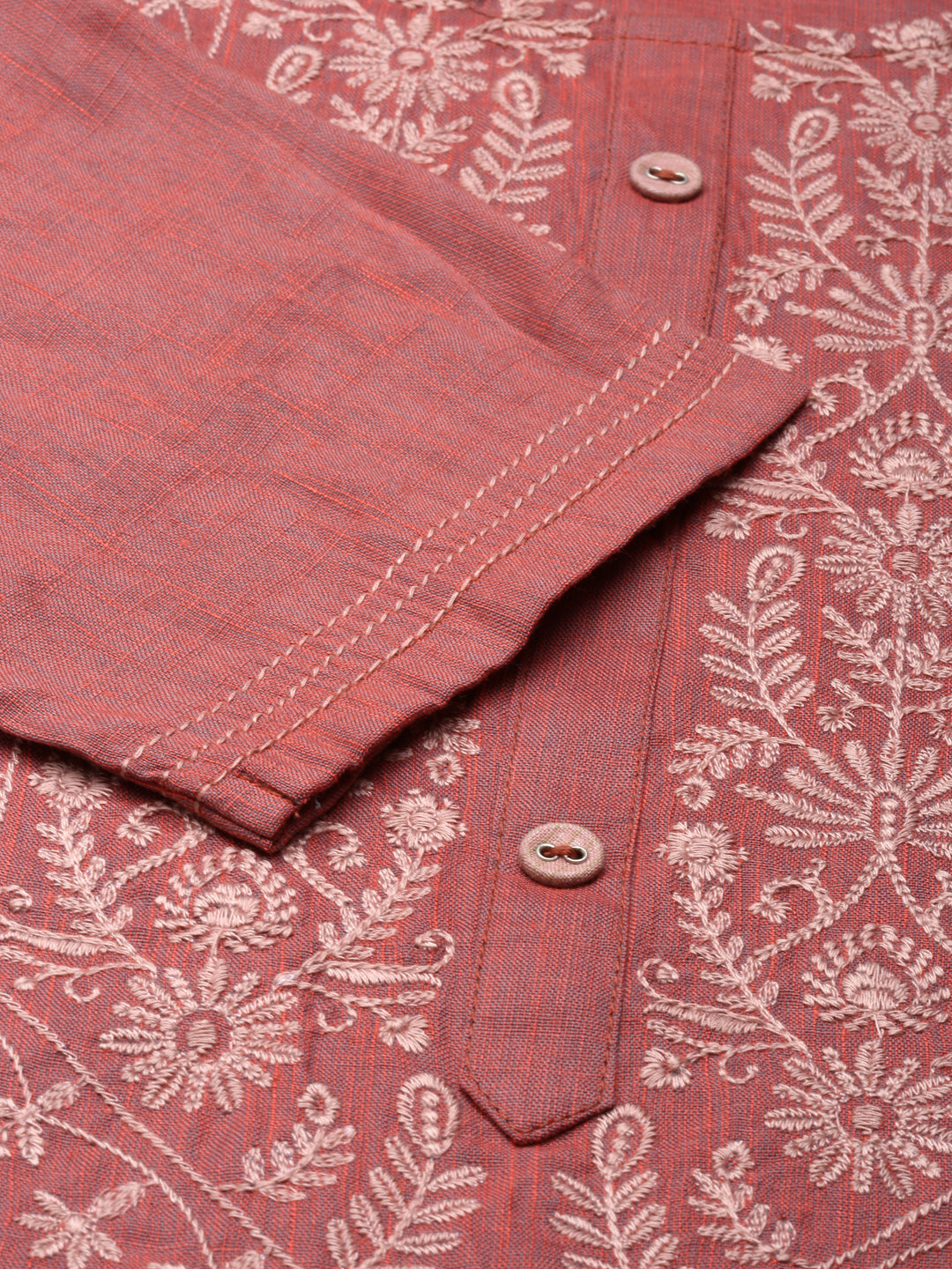 Women's Embroidered Eros Pink Viscose Rayon A-line Kurta from samhitas apparel