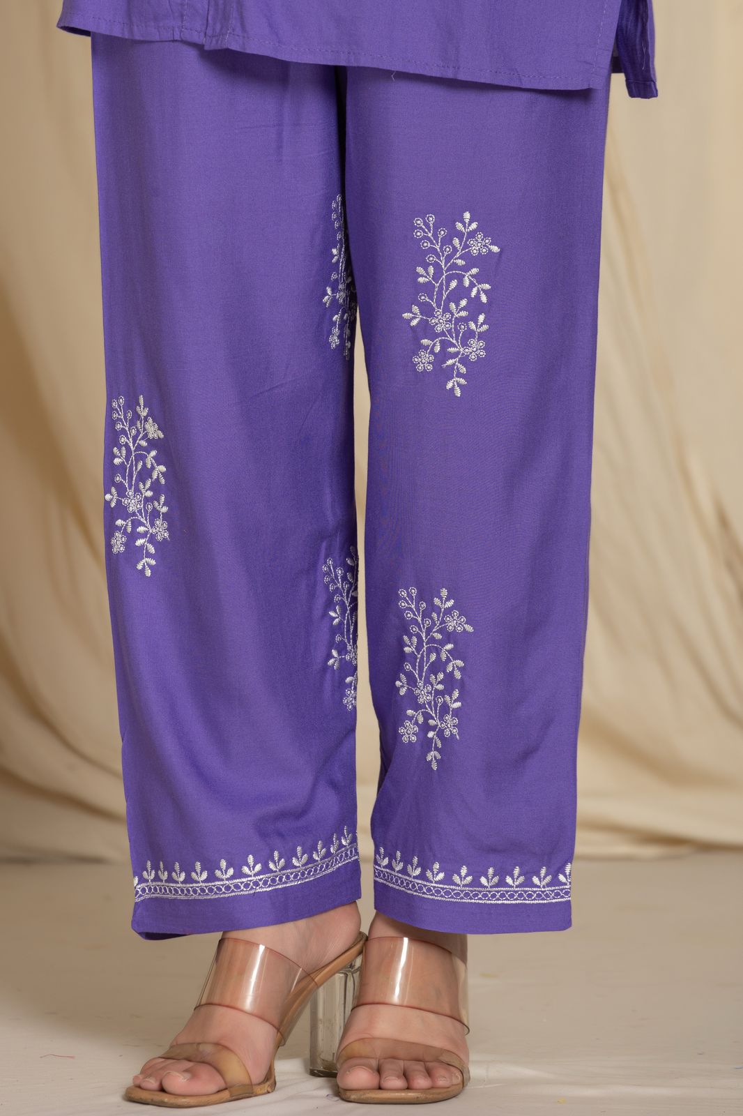 Casual Violet Color Printed Cotton Cord Set