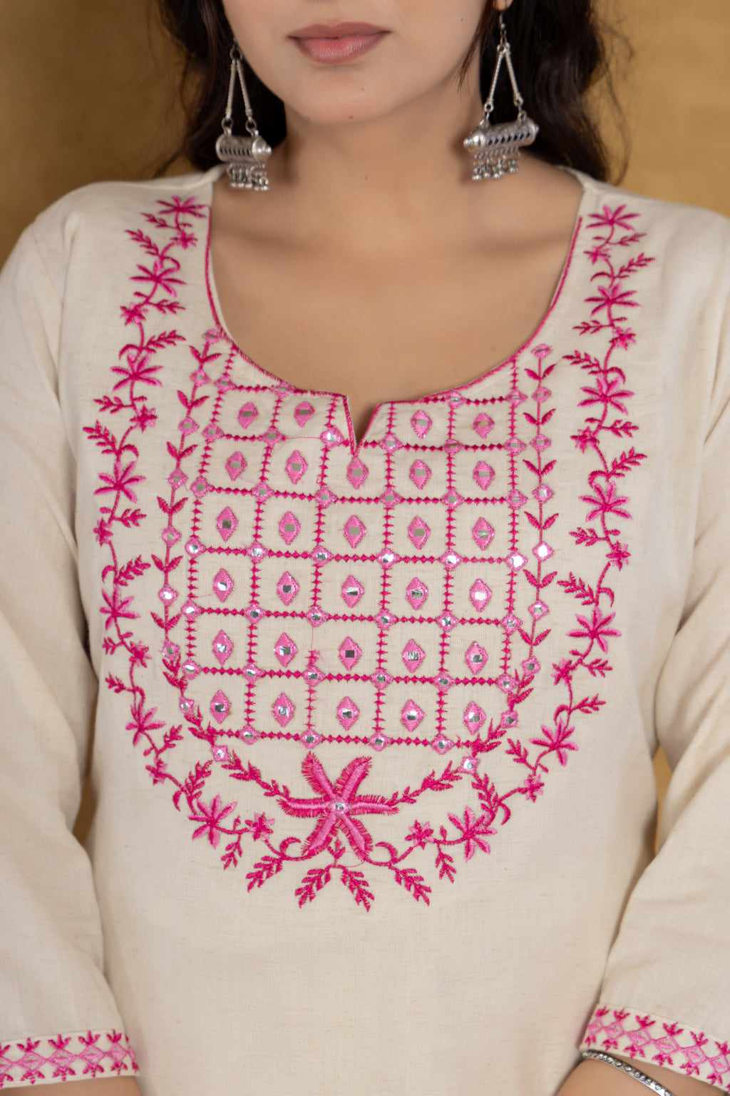 Pink  Cotton Flex  Straight kurtia with pant and dupatta.