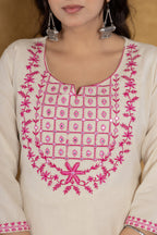 Pink  Cotton Flex  Straight kurtia with pant and dupatta.