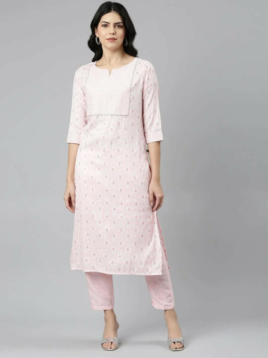 Elegant Pink Women's Printed Straight Kurta Set from samhitas apparel