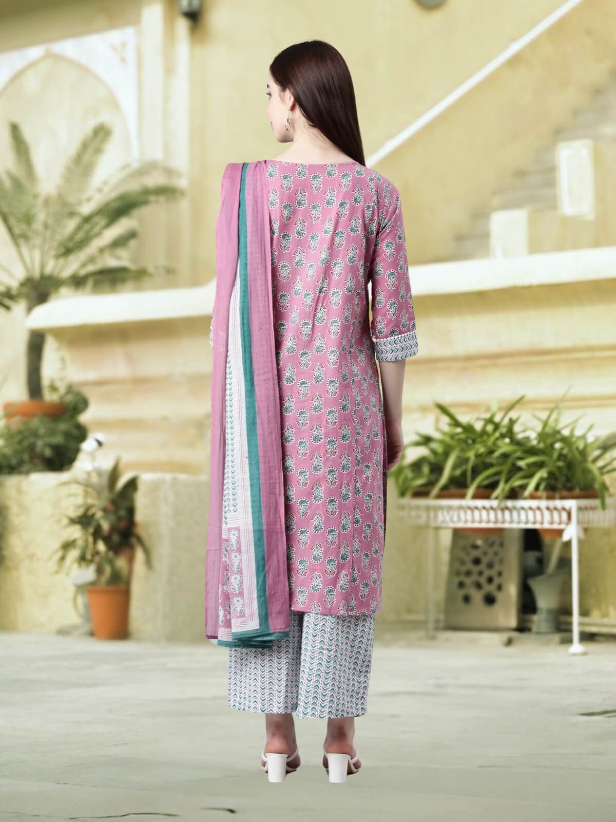 Trendy Lavender Cotton Kurta Palazzo Sets For Women