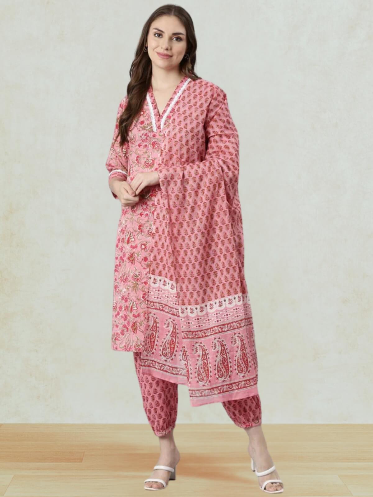 Rose Pink Pure Cotton Kurta set for women