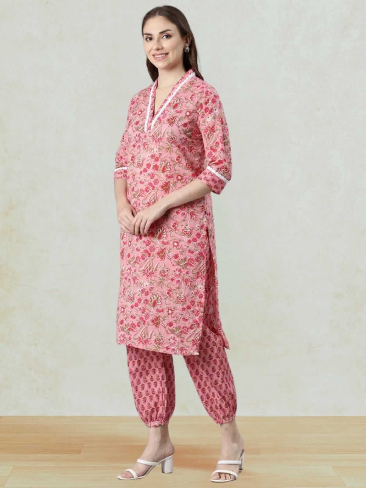 Rose Pink Pure Cotton Kurta set for women