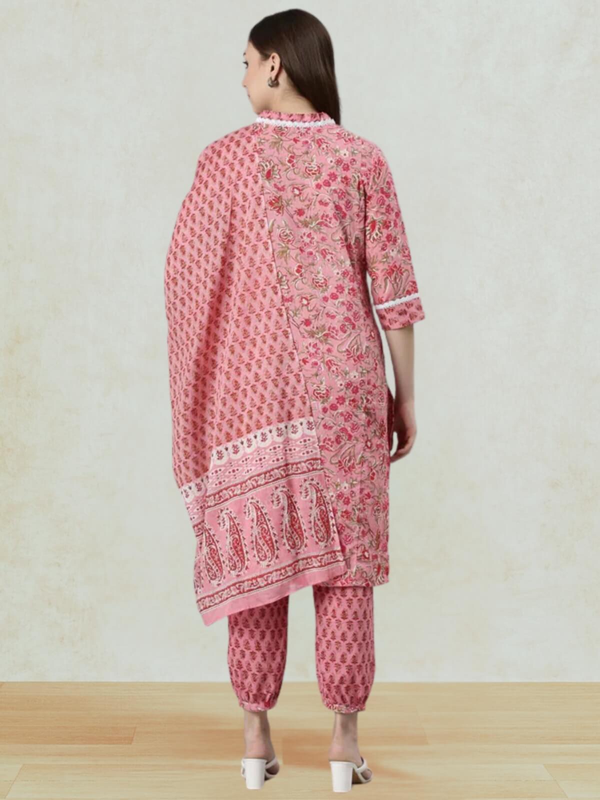 Rose Pink Pure Cotton Kurta set for women