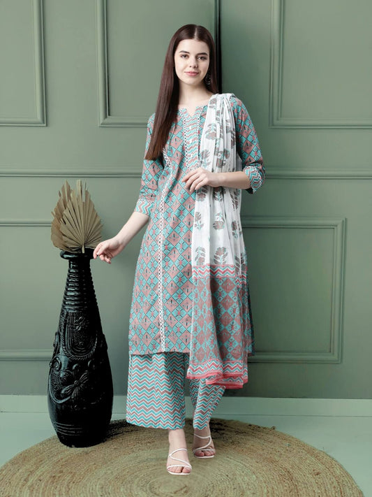 Breathable Printed Pure Cotton Kurta Palazzo Sets