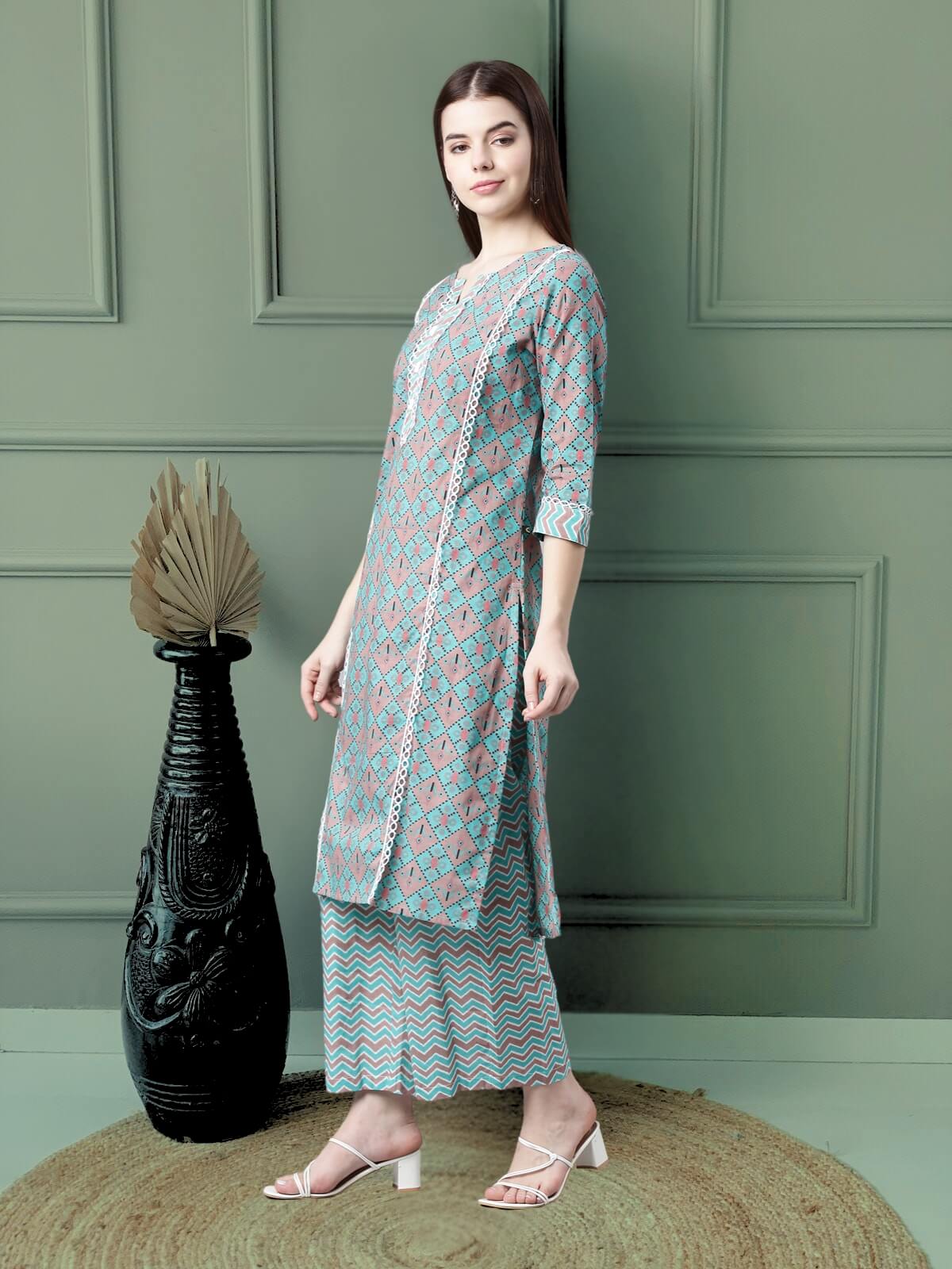 Breathable Printed Pure Cotton Kurta Palazzo Sets