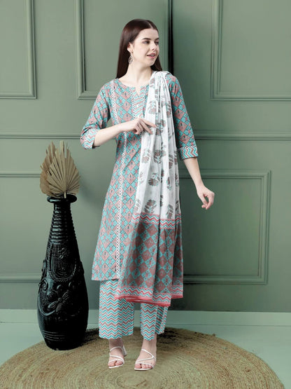 Breathable Printed Pure Cotton Kurta Palazzo Sets