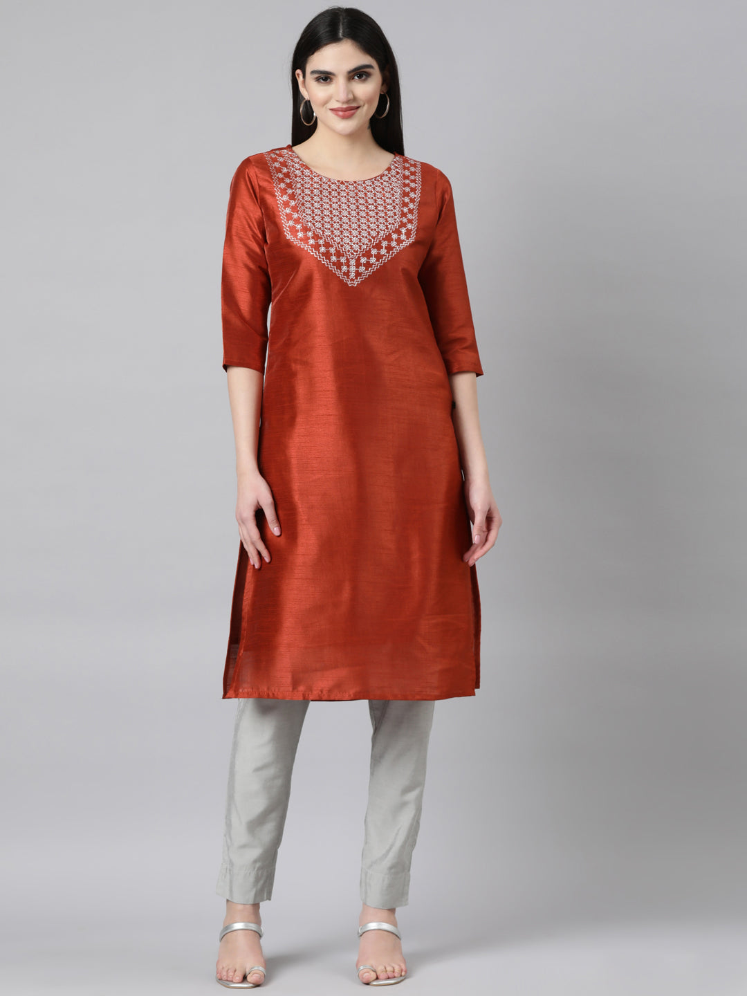 SILK EMBROIDERY KURTA - Samhitas