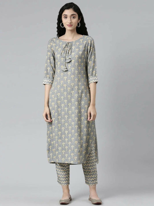 Floral Print Kurta with Pants - Samhitas Apparel