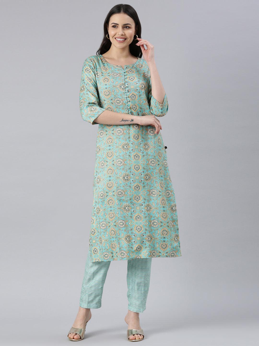 Women's blue Viscose Rayon Kurta Pant Set from samhitas apparel