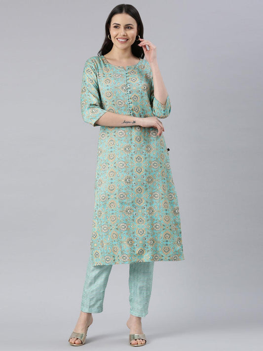 Women's blue Viscose Rayon Kurta Pant Set from samhitas apparel