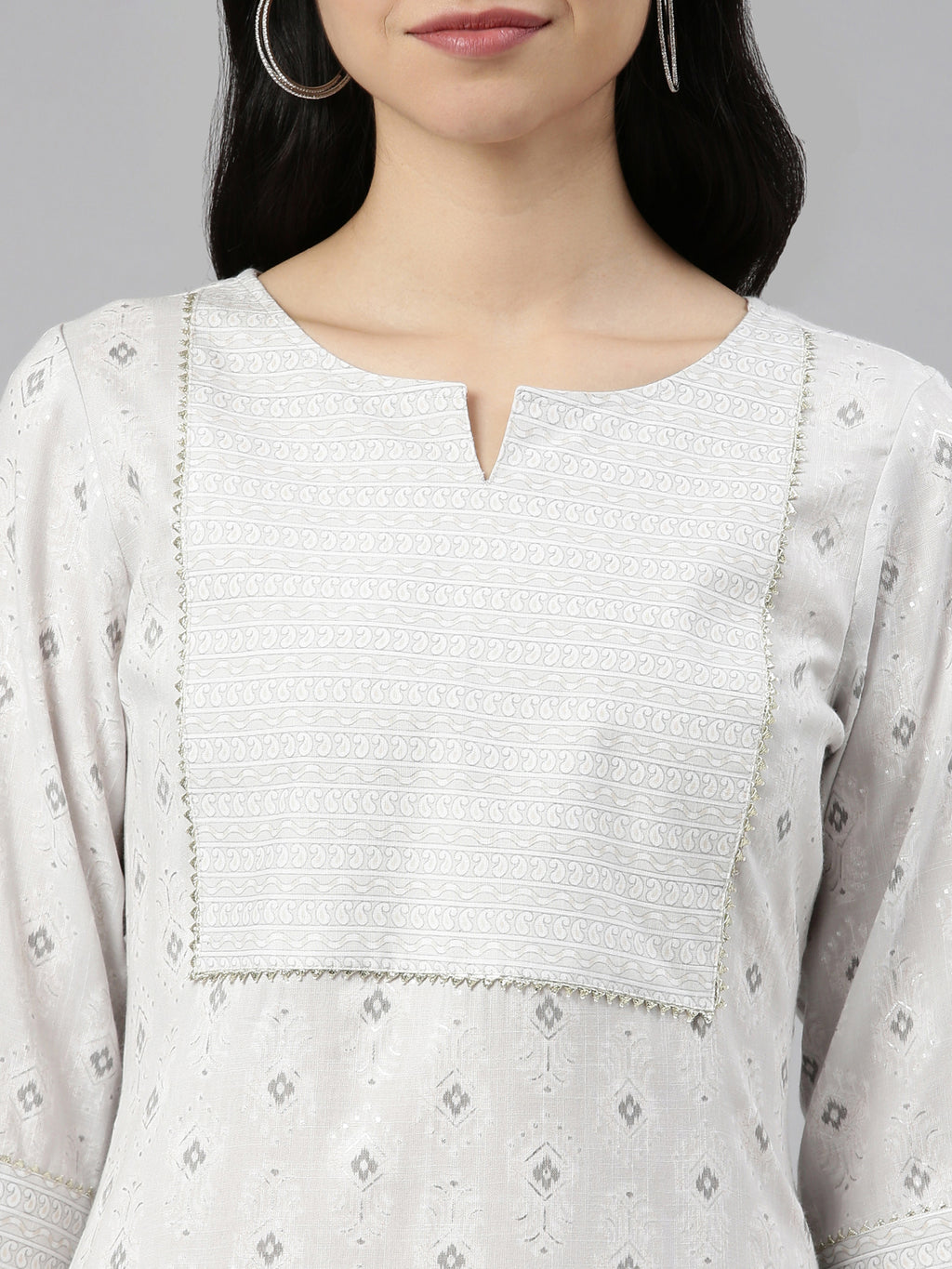Elegant Grey Printed Straight Kurta for Women