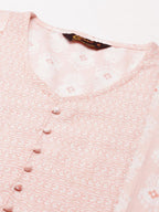 Pink Geometric Print A-line Kurta for women from samhitas