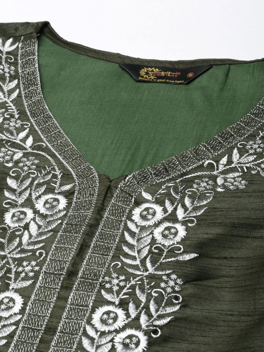 Green Embroidered Silk Kurta for Women from samhitas apparel