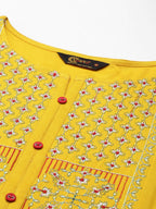 Elegant Yellow Viscose Rayon Flared Kurta for Women from samhitas apparel