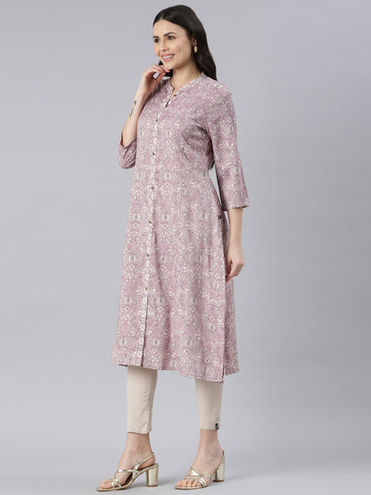 Viscose Rayon lavender color Kurtas online India from samhitas