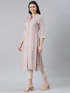 Geometric Mauve Viscose Rayon Kurtas for Women from samhitas