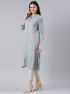 Geometric Viscose Rayon Kurta for Women styled in a casual setting