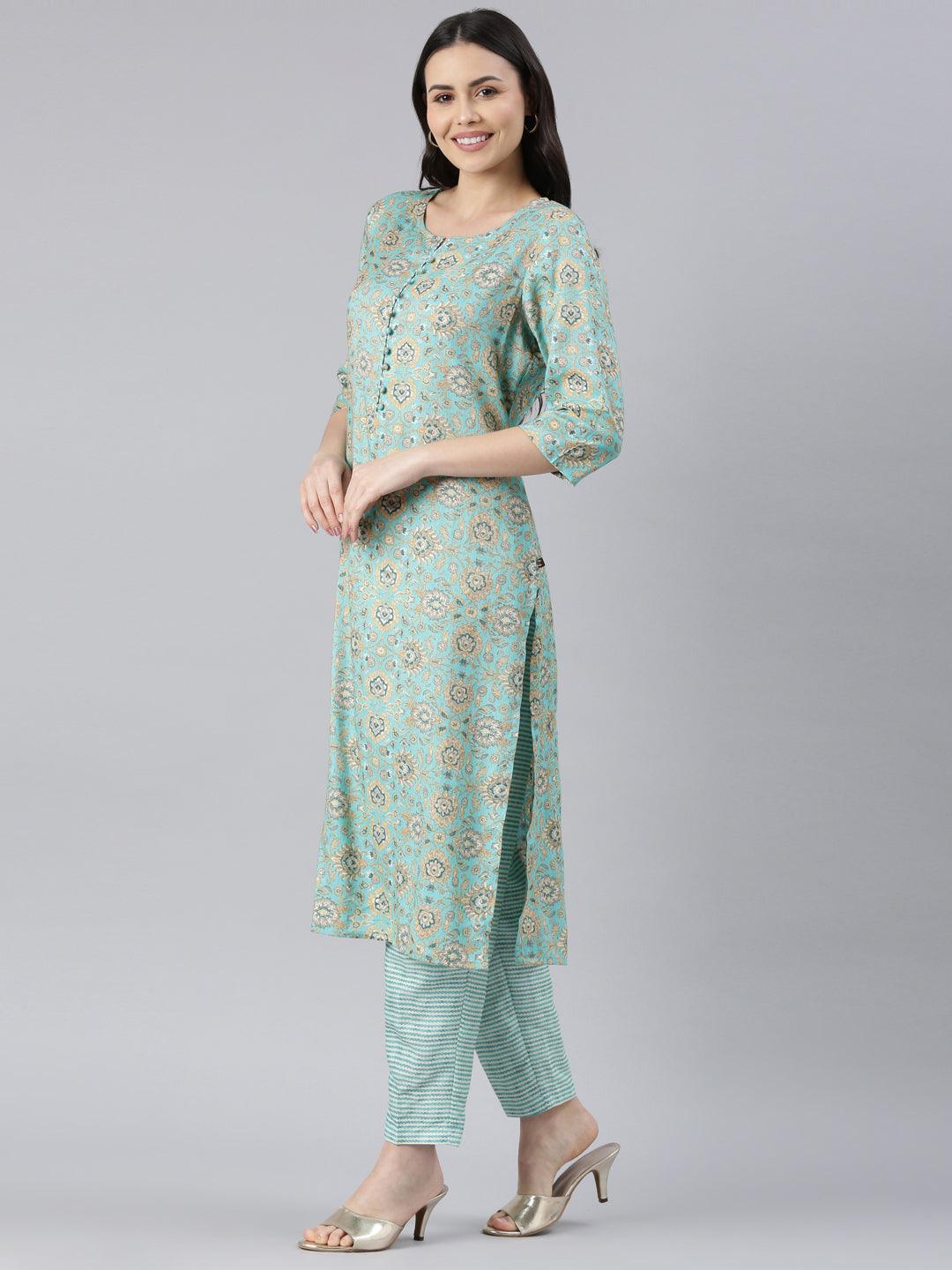 Women's blue Viscose Rayon Kurta Pant Set from samhitas apparel