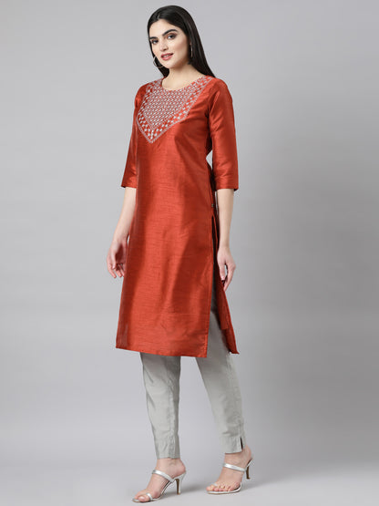 SILK EMBROIDERY KURTA - Samhitas