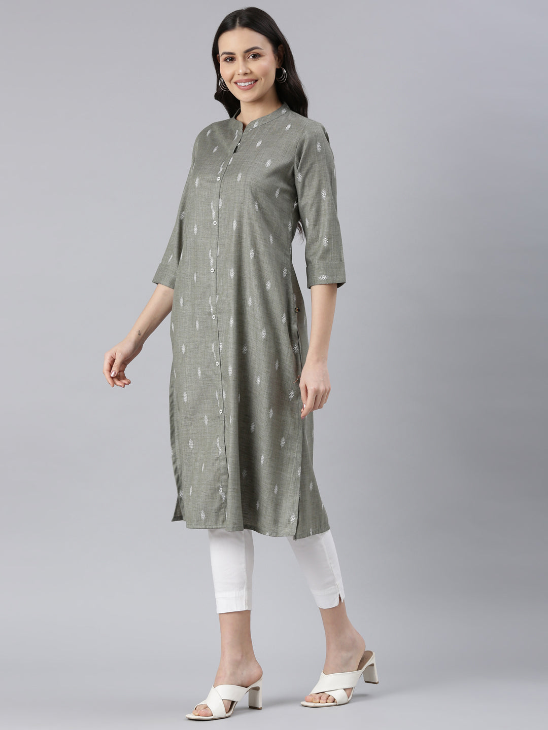 Women's Emerald Indie Print Pure Cotton Dobby Kurta from samhitas apparel