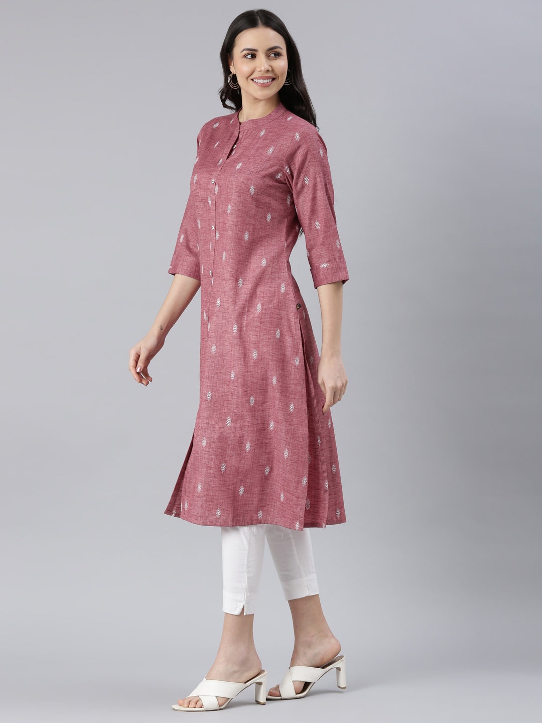 Eros Pink Pure Cotton Dobby Kurta for women from samhitas