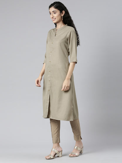 Brown Woven Design Viscose Rayon Straight Kurta for women from samhitas