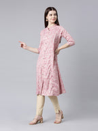 Mandarian Collar Geometric Viscose Rayon Kurta from samhitas apparel