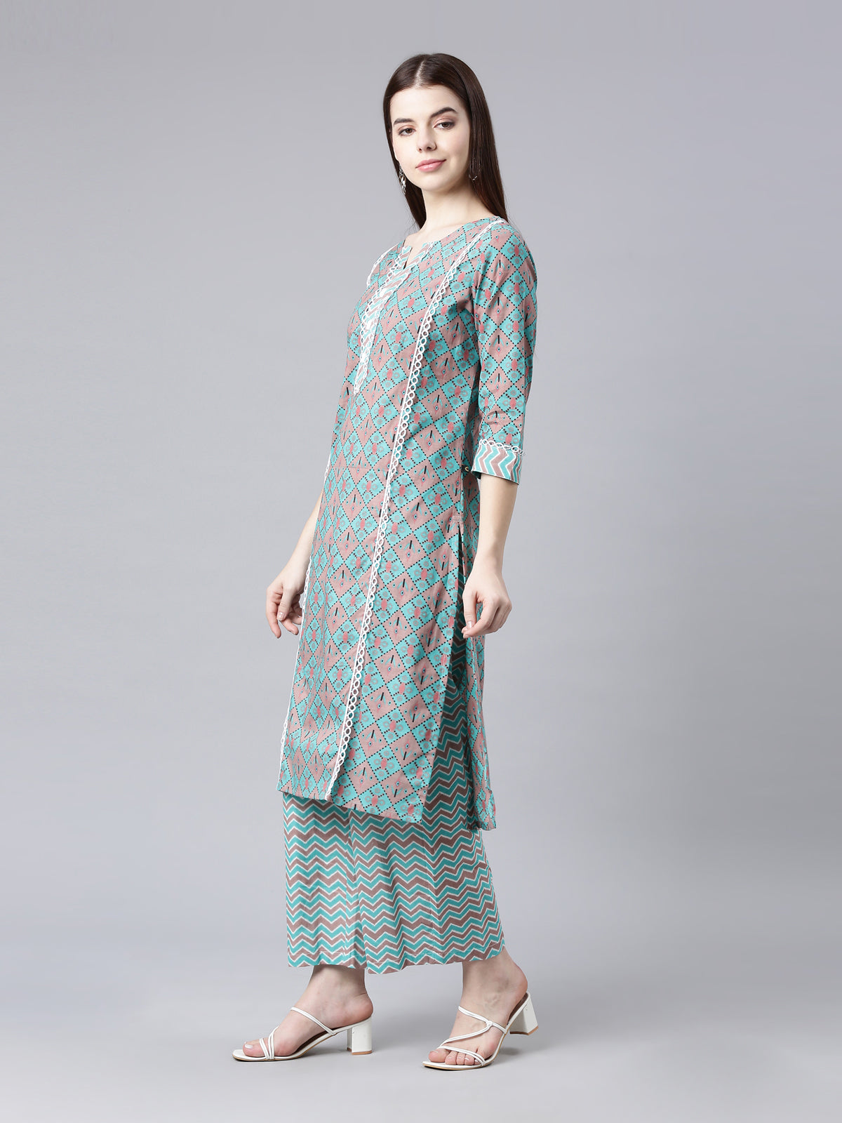 Breathable Printed Pure Cotton Kurta Palazzo Sets from samhitas apparel