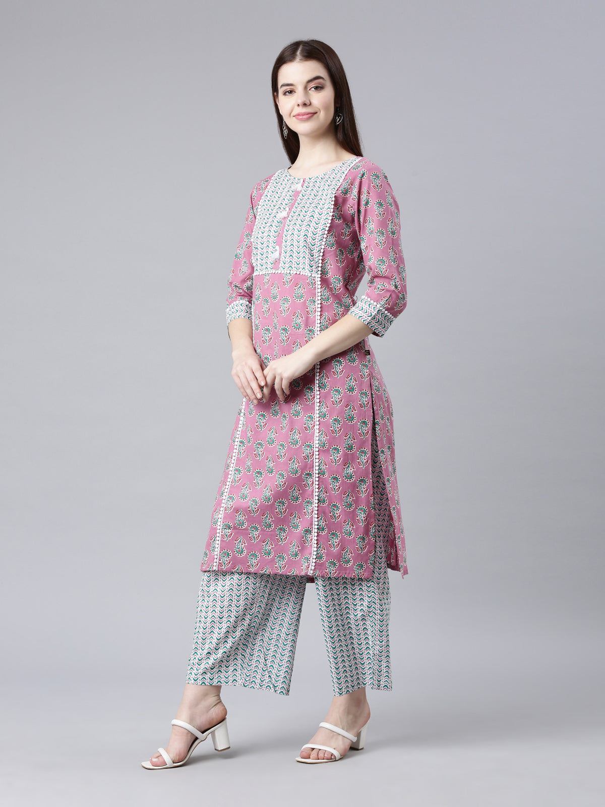 Trendy Lavender Cotton Kurta Palazzo Sets for women from samhitas