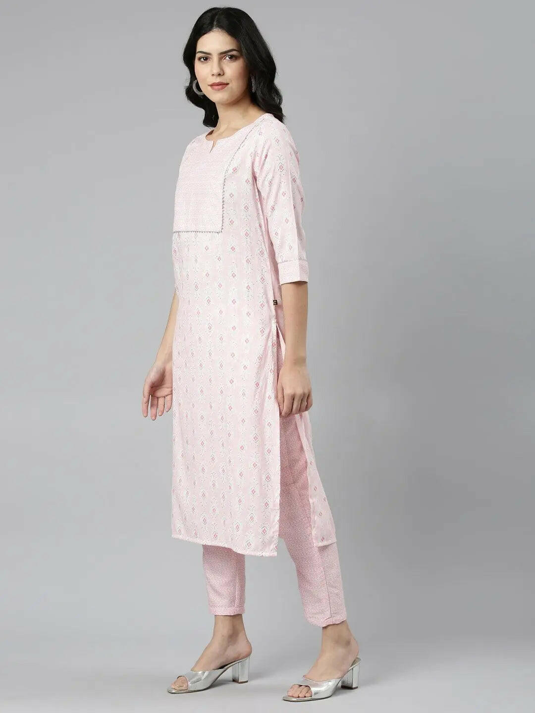 Elegant Pink Women's Printed Straight Kurta Set from samhitas apparel