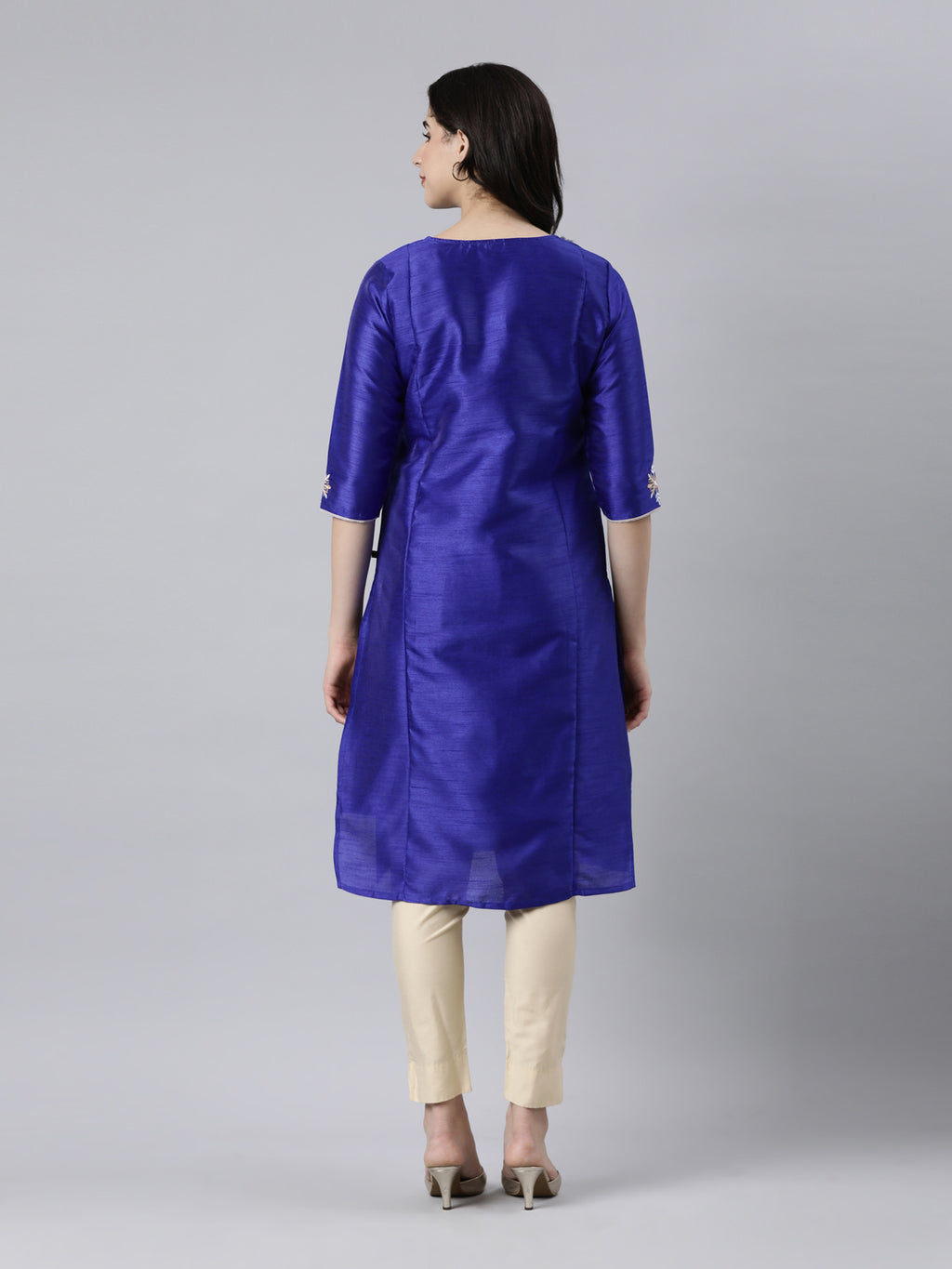 Blue Elegant Thread Work Pure Silk Kurta from samhitas apparel