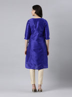 Blue Elegant Thread Work Pure Silk Kurta from samhitas apparel