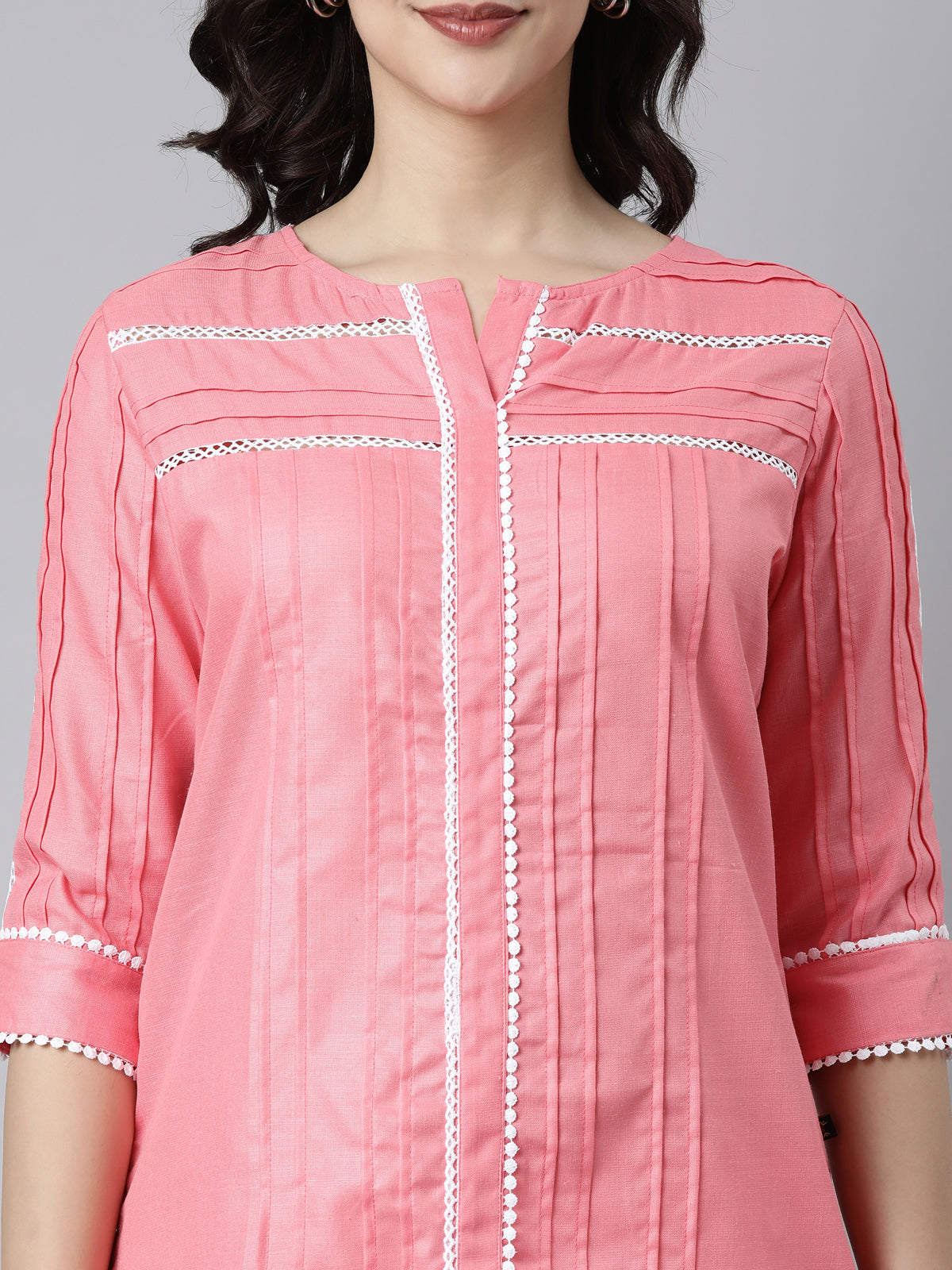 Women's Breathable Pink Cotton Kurta from samhitas apparel