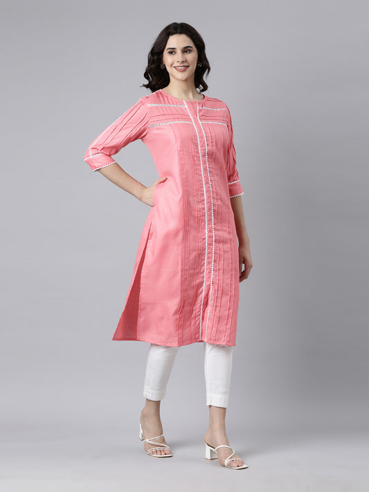Women's Cotton Kurta (Pink)