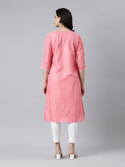 Women's Breathable Pink Cotton Kurta from samhitas apparel