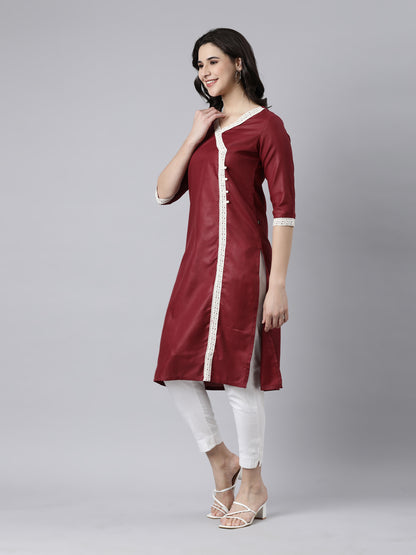 Women's Maroon Cotton Nive Kurta from samhitas apparel