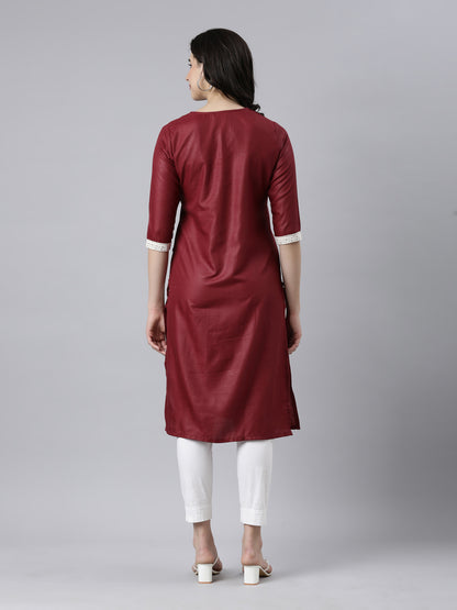 Women's Maroon Cotton Nive Kurta from samhitas apparel