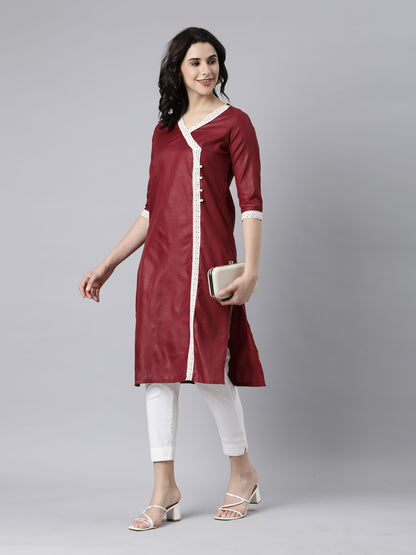 Women's Maroon Cotton Nive Kurta from samhitas apparel