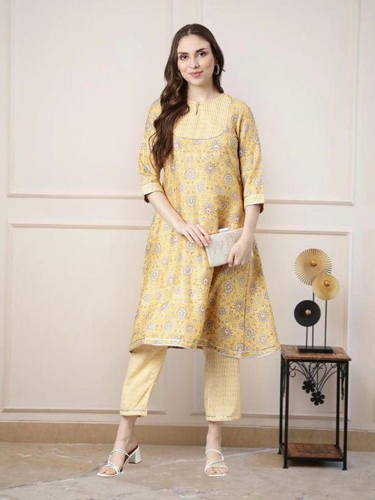 Light Yellow Kurti Sets For Women