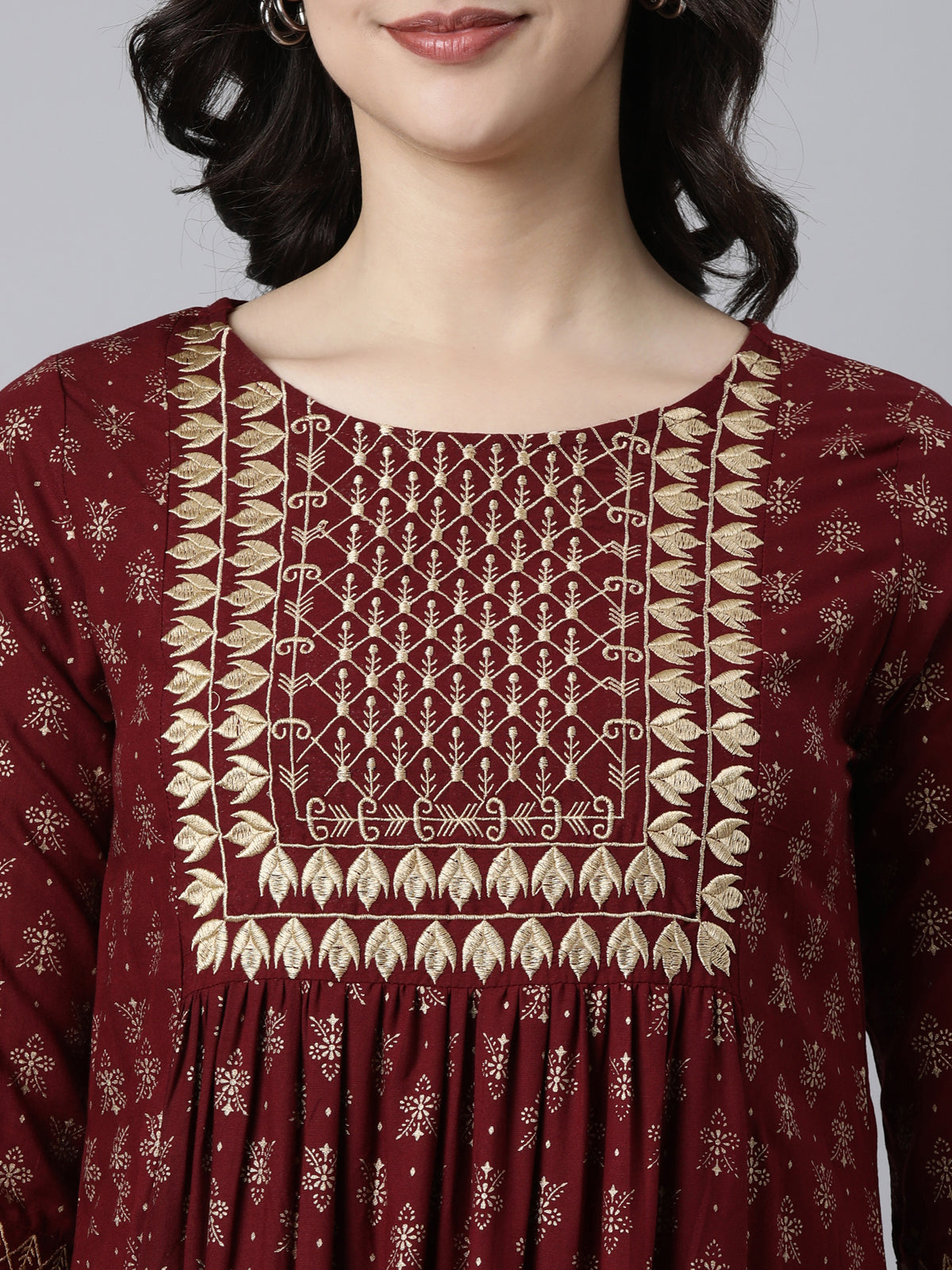 Women's Solid Viscose Rayon Kurta Maroon from samhitas apparel