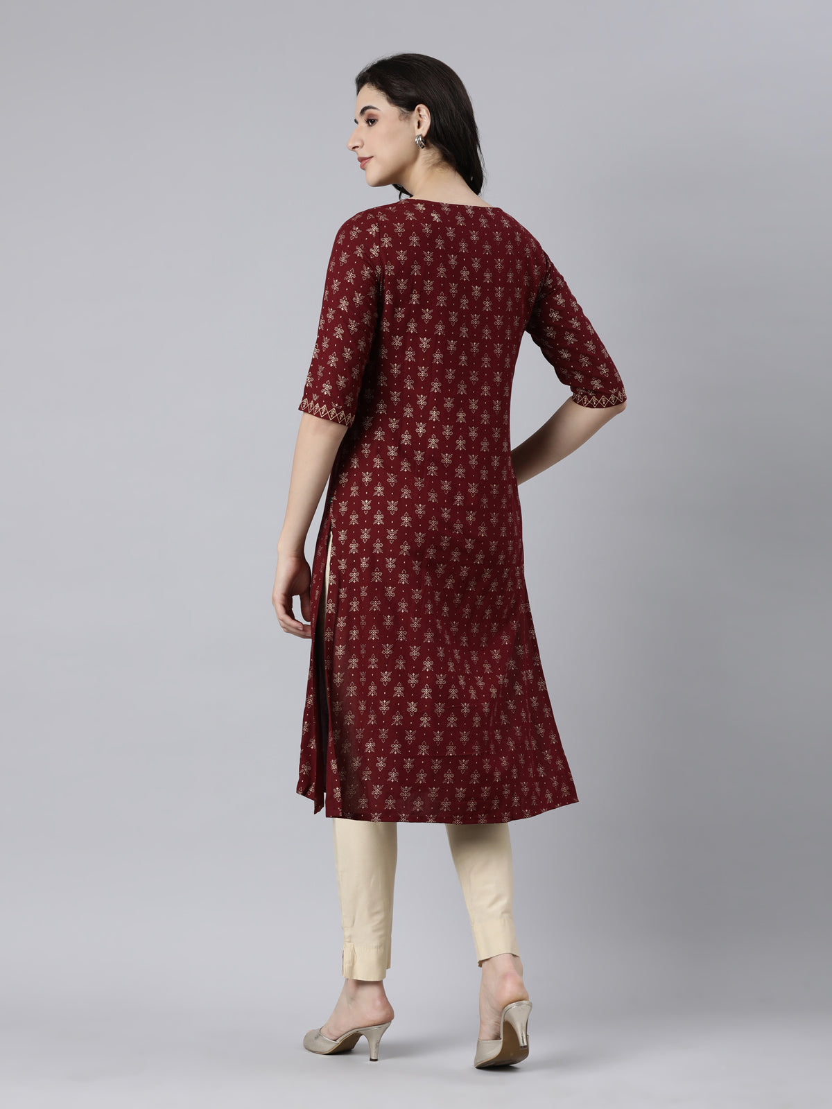 Women's Solid Viscose Rayon Kurta Maroon from samhitas apparel