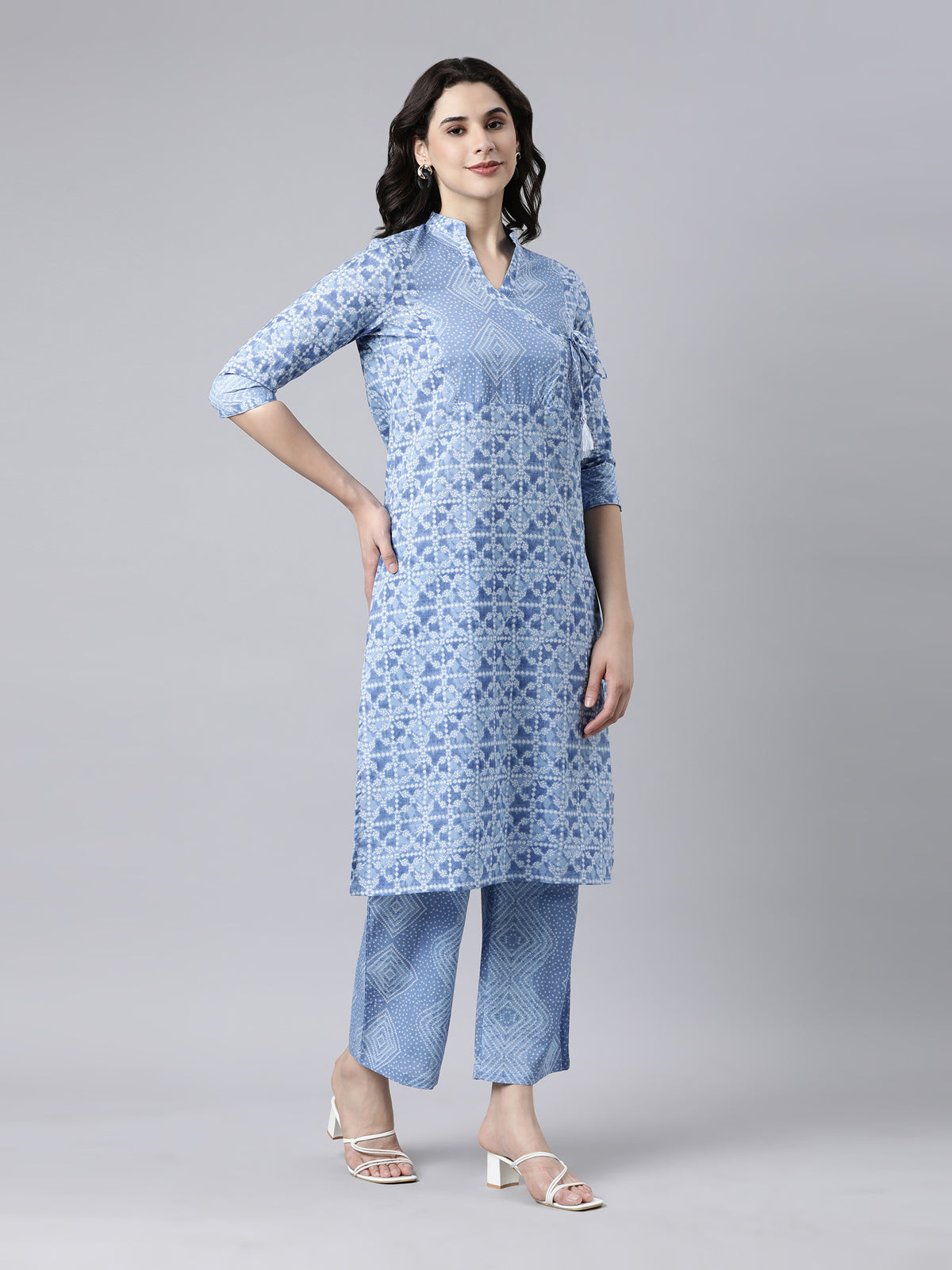 Elegant Blue A-Line Cotton Kurta Set for Women from samhitas apparel