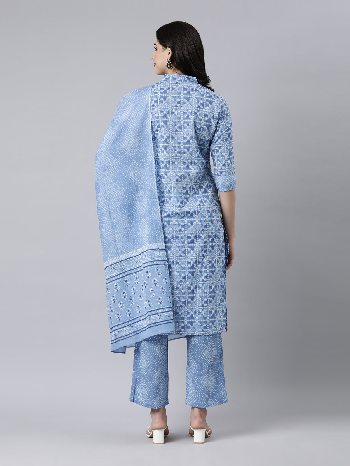 Elegant Blue A-Line Cotton Kurta Set for Women from samhitas apparel