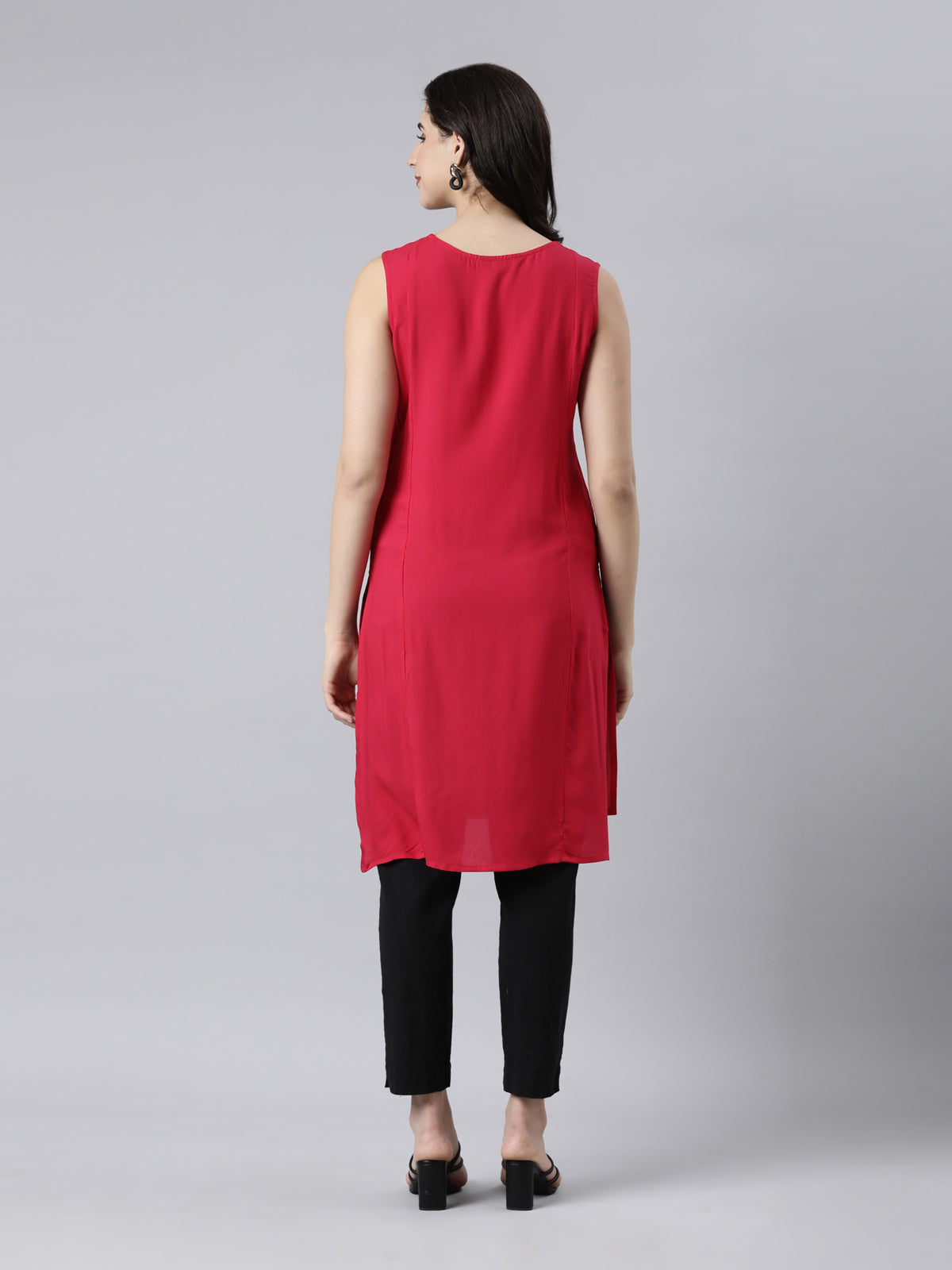 Women's Pink Cotton Sleeveless Kurtas from samhitas apparel