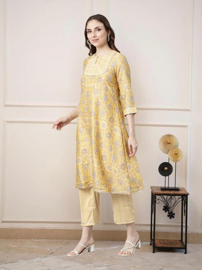 Light Yellow Kurti Sets For Women